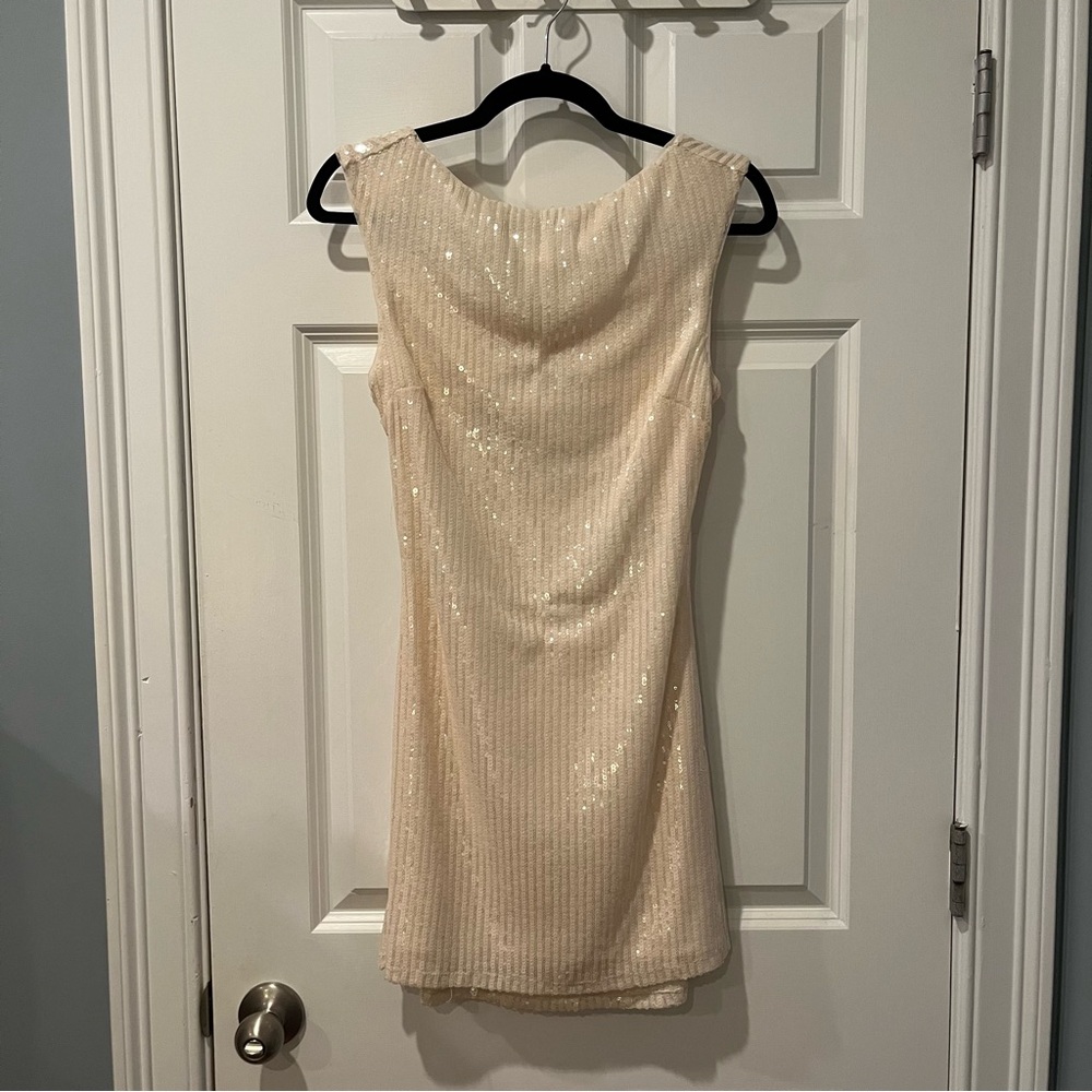LPA Paradisa Mini Sequined Dress in Pearl White
